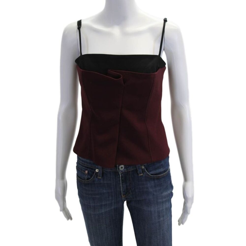 Kimberly Taylor Women Cropped Camisole Black Solid Polyester Size S